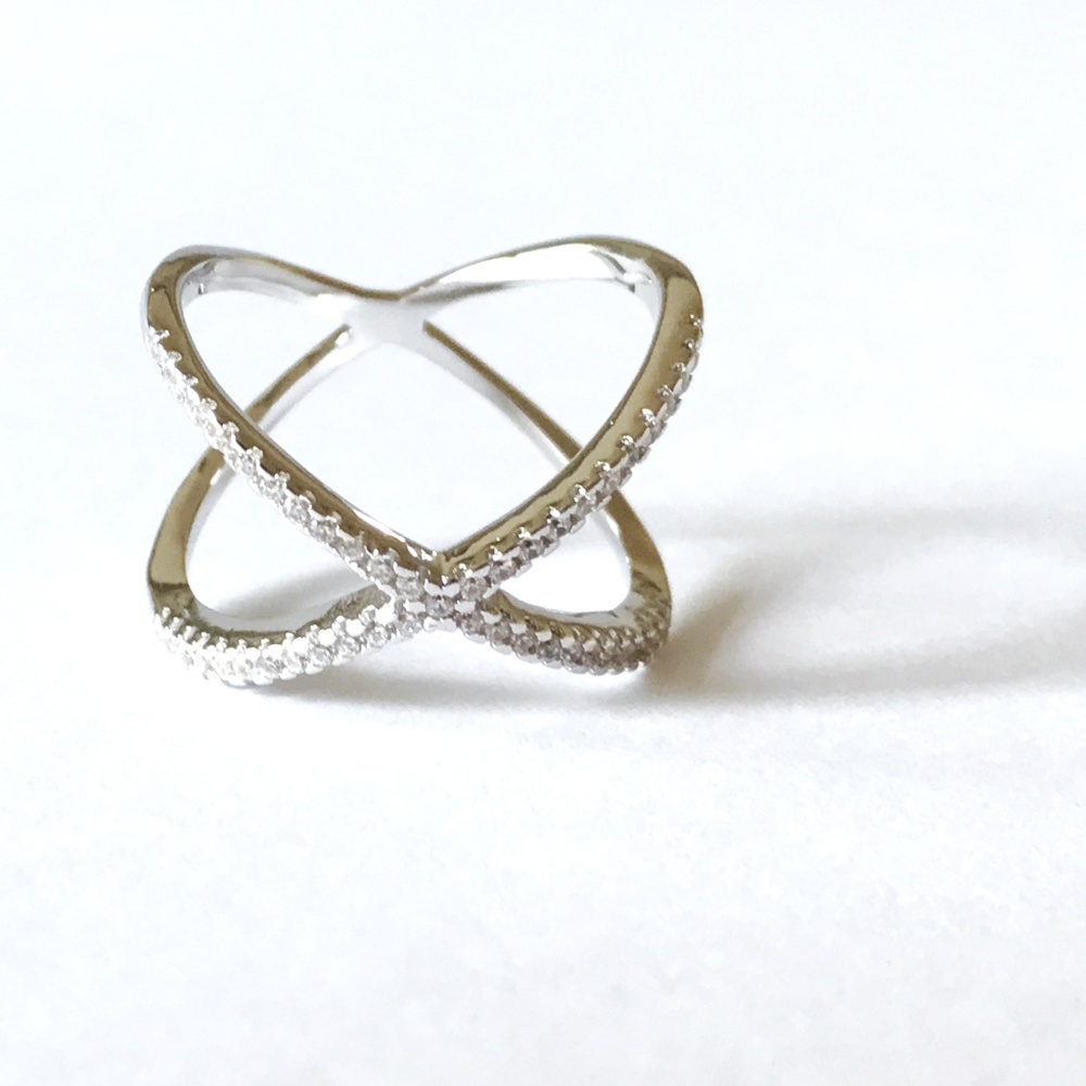 New With Tags X Criss Cross CZ Pave Plated Ring - Picture 8 of 11
